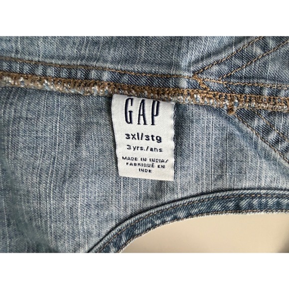 Baby Gap Kids Blue Denim Patches Overalls Vintage Sports Rugby Size 3T - Picture 3 of 11